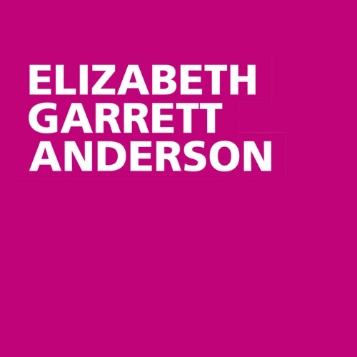 Elizabeth Garrett Anderson square logo. Vivid pink background with full bold text.