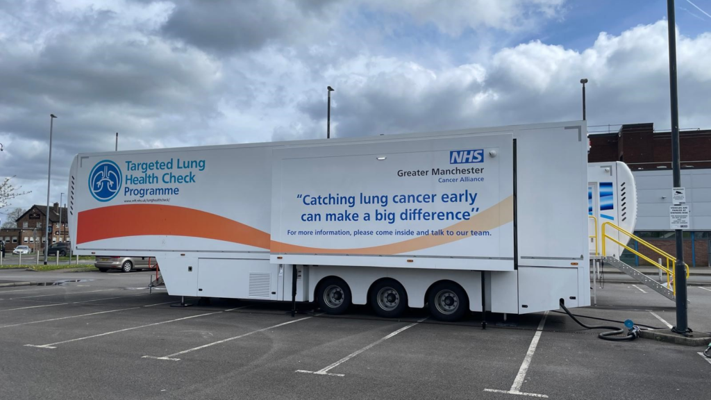 A mobile cancer screening unit from Greater Manchester Cancer Alliance.