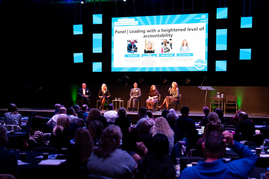 Photo: Panel | Leading with a heightened level of accountability
Aaron Cummins, Chief Executive, NHS Lancashire and South Cumbria Integrated Care Board
Alison McKenzie-Folan OBE, Chief Executive, Wigan Council and Place Lead for Health and Care Integration (Wigan), NHS Greater Manchester Integrated Care
Salman Desai KAM, Chief Executive, North West Ambulance Service NHS Trust
Prof. Sarah O’Brien, Chief Nursing Officer, Mersey and West Lancashire Teaching Hospitals NHS Trust